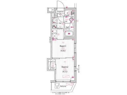 ガーラ・ステーション川崎久地(2K/4階)の間取り写真
