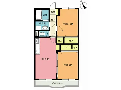 アメニティパレス B(2LDK/3階)の間取り写真