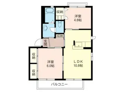 PALハイツ守谷A(2LDK/1階)の間取り写真