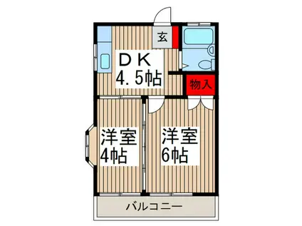 コーポ元郷(2DK/2階)の間取り写真