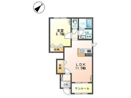アル・ソーレ(1LDK/1階)の間取り写真