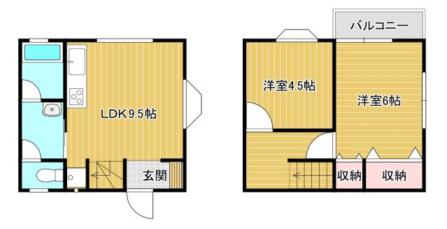 メゾーネ別所(2LDK/1階)の間取り写真