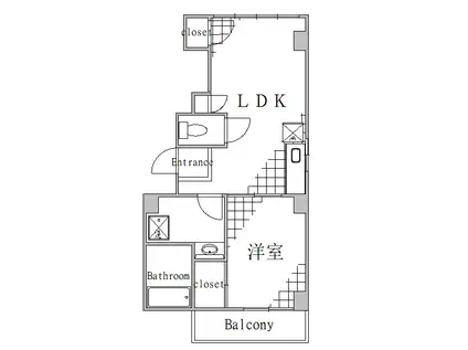 ノーリーズン森下(1LDK/2階)の間取り写真