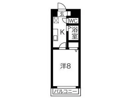 ウィング金山(1K/2階)の間取り写真