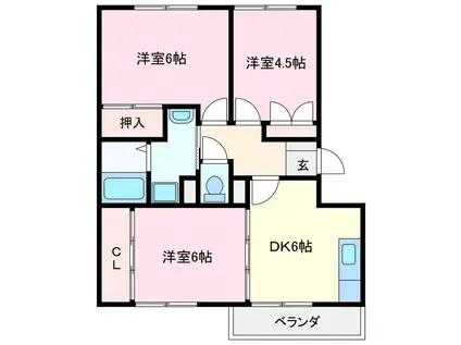 サンフラワーII(3DK/2階)の間取り写真