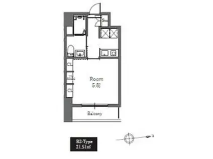 トーツーレジデンス芝(1K/8階)の間取り写真