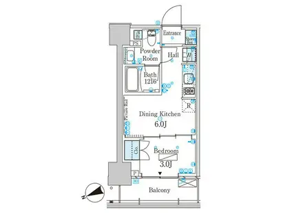 パークアクシス芝浦キャナル(1DK/5階)の間取り写真