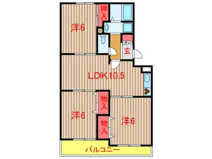 ヴェラクレスト壱番館・弐番館(3LDK/1階)の間取り写真
