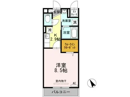 D-ROOM川内川前丁(1K/3階)の間取り写真