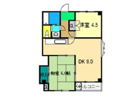 クレールメゾンK(2DK/4階)の間取り写真