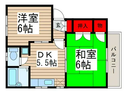 ハミング谷津(2DK/2階)の間取り写真