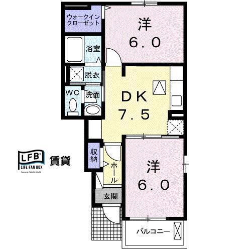 フェアビアンカ I(2DK/1階)の間取り写真