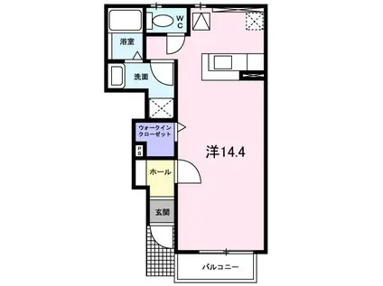 ソレアード・ピノ(ワンルーム/1階)の間取り写真