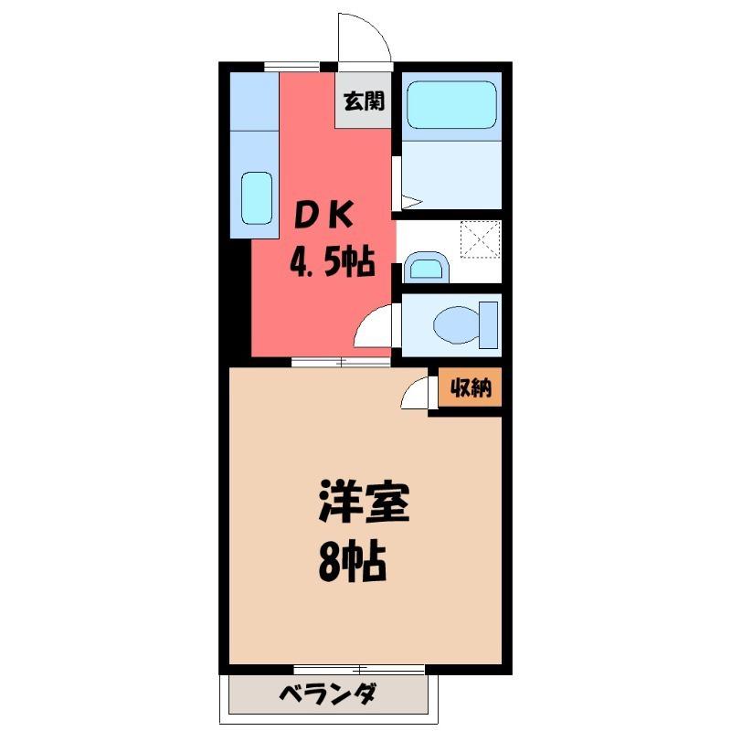 佐波ハイツ(1DK/2階)の間取り写真