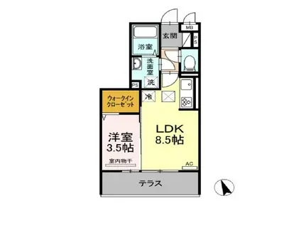 ロイジェントパークス富久山 A(1LDK/2階)の間取り写真