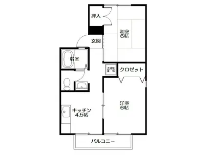 サンセジュール(2DK/1階)の間取り写真