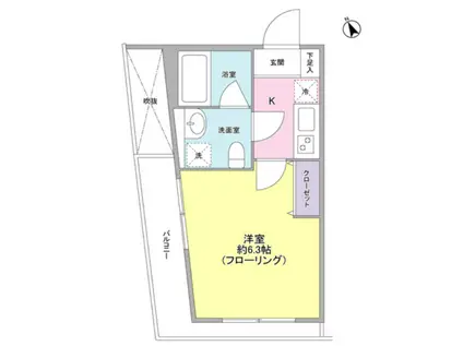 ヒルサイド二子玉川(1K/3階)の間取り写真