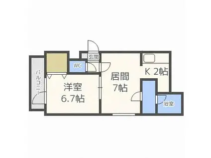 ブランノワール南麻生(1LDK/4階)の間取り写真