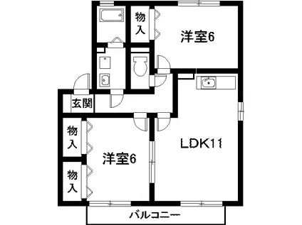 フロイデンハイム(2LDK/2階)の間取り写真