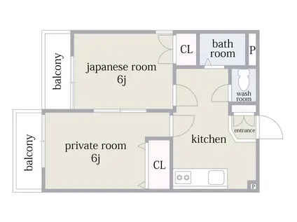 KITANO APARTMENT経堂(2DK/2階)の間取り写真