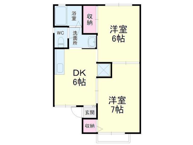 セジュール白菊(2DK/1階)の間取り写真