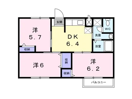 サンパティークA(3DK/2階)の間取り写真