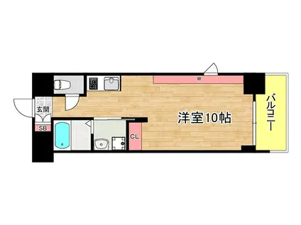 エイペックスみなとCENTRAL AVENUE(ワンルーム/9階)の間取り写真