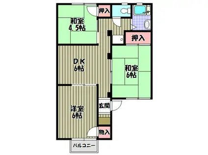 グリーンヒル(3DK/1階)の間取り写真