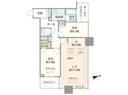 クレストプライムタワー芝(2LDK/21階)の間取り写真