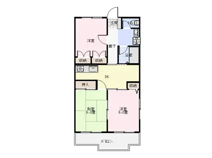 ホワイトプラザV(3DK/3階)の間取り写真