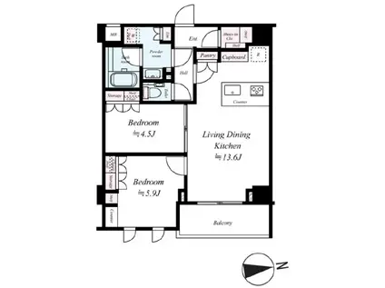 クレヴィスタ浮間舟渡(2LDK/6階)の間取り写真