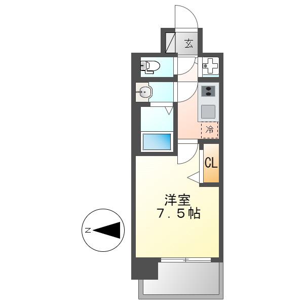 プレサンス大須観音(1K/5階)の間取り写真
