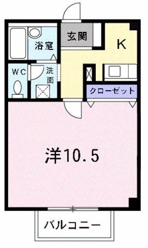 クローエイテルパーチ(1K/2階)の間取り写真