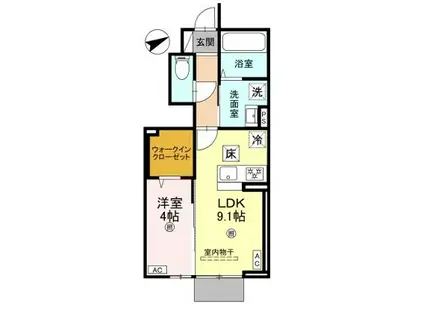 ANPOOL B棟(1LDK/1階)の間取り写真