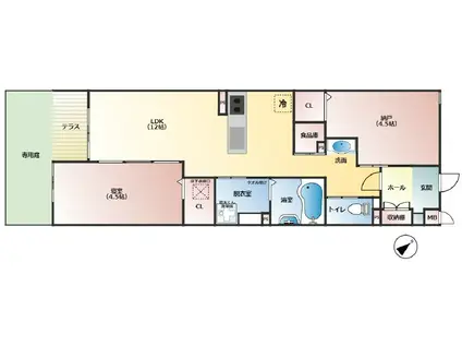 ビタミンテラス明石別所(2LDK/1階)の間取り写真