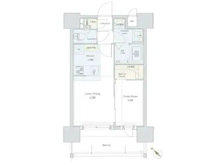 ネストピア東比恵駅前II(1LDK/12階)の間取り写真