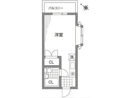 クレセントハイム(ワンルーム/2階)の間取り写真