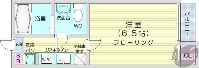 STAGE福沢町(1K/1階)の間取り写真