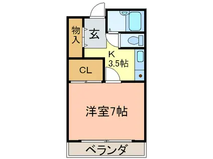 東邦ハイツ(1K/2階)の間取り写真