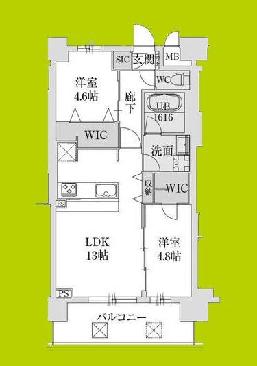 スプランディッド難波VII(2LDK/5階)の間取り写真