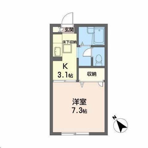 サンクレスト八幡(1K/1階)の間取り写真