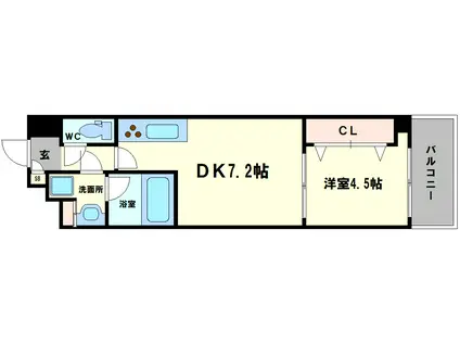 GIOIA NAMBA(1DK/6階)の間取り写真