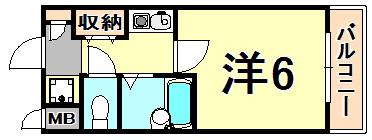 WAGAYA門戸厄神(1K/3階)の間取り写真