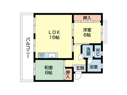 荘林ハイツII(2LDK/3階)の間取り写真