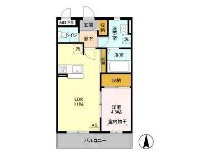 ウィンド・フィル(1LDK/3階)の間取り写真