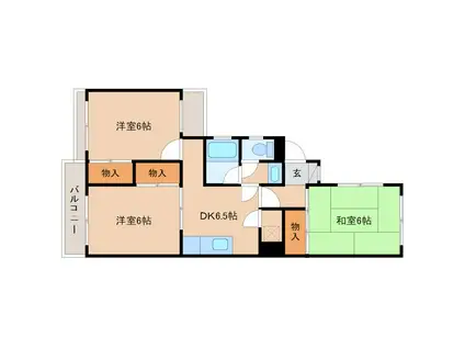 ベルメゾン(3DK/1階)の間取り写真