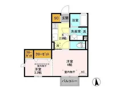 D-ROOMヴィティス B105(2K/1階)の間取り写真