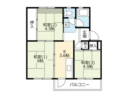 UR 泉南一丘団地 43号棟(3K/5階)の間取り写真