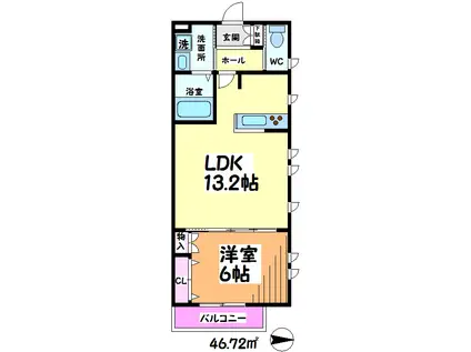 エルミタージュ永福町 (1LDK/3階)の間取り写真
