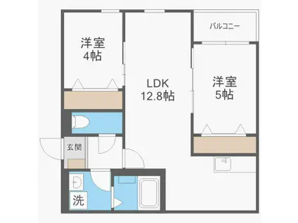 カルムヒルズ高宮(2LDK/3階)の間取り写真